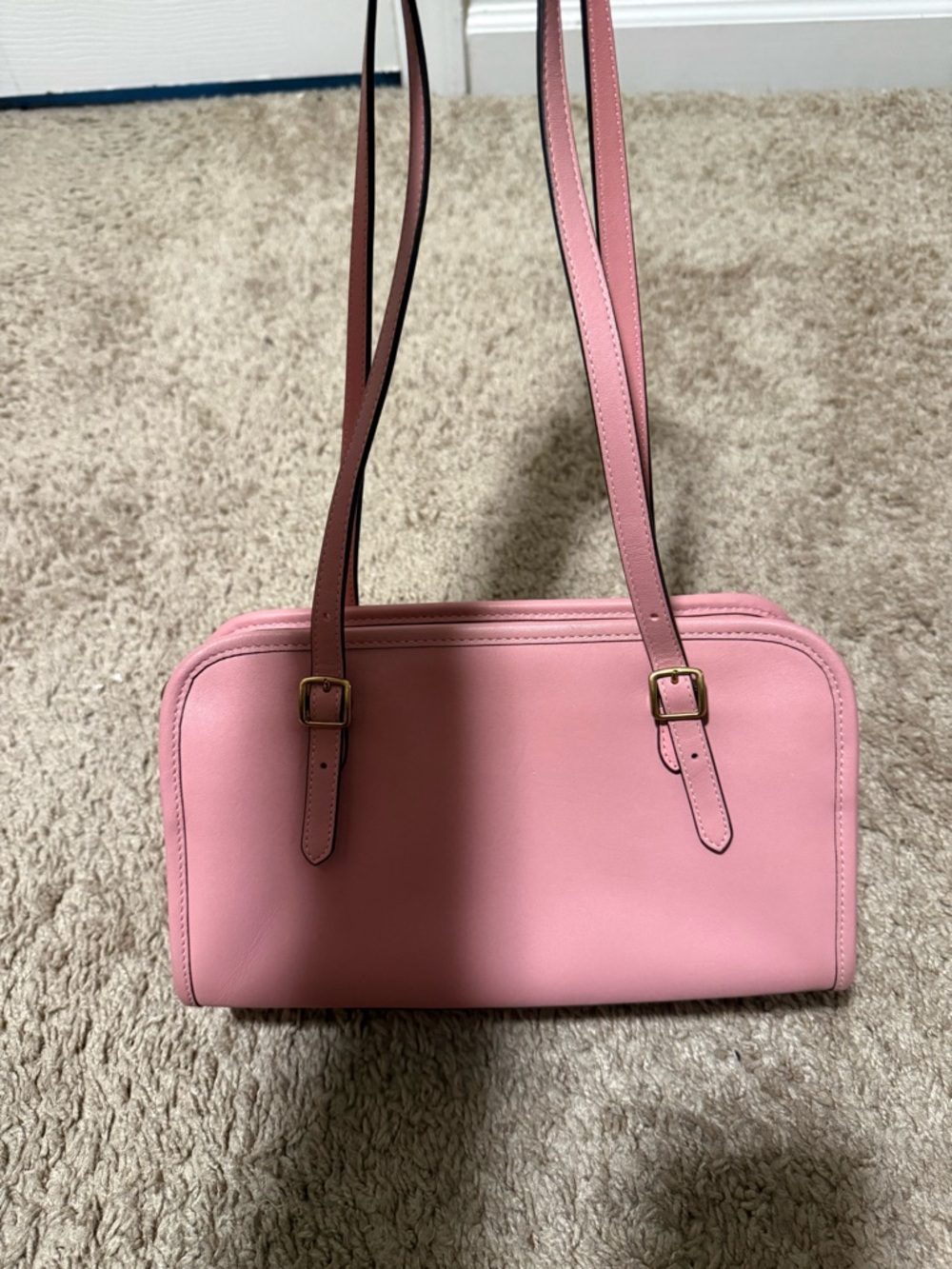 Coach Pink Leather Shoulder Bag with Gold-Tone Buckles